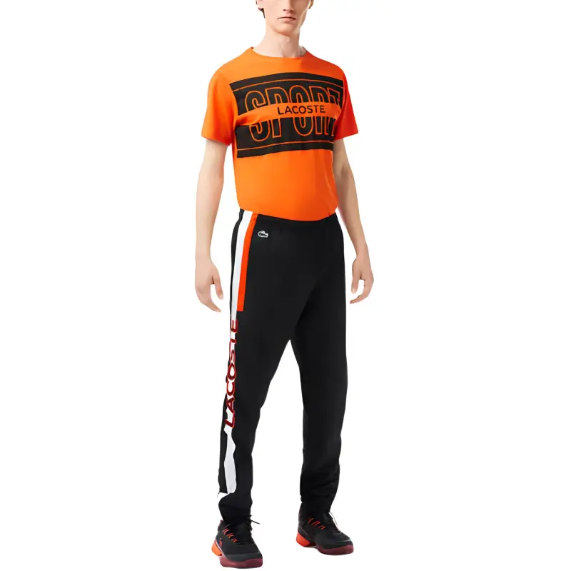 LACOSTE Knitted Sports Pants Men's Black Orange-1