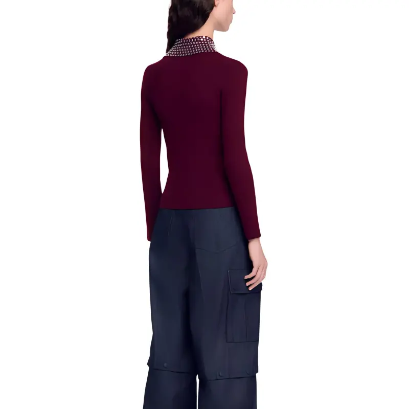Sandro Embellished Knitted Top-2