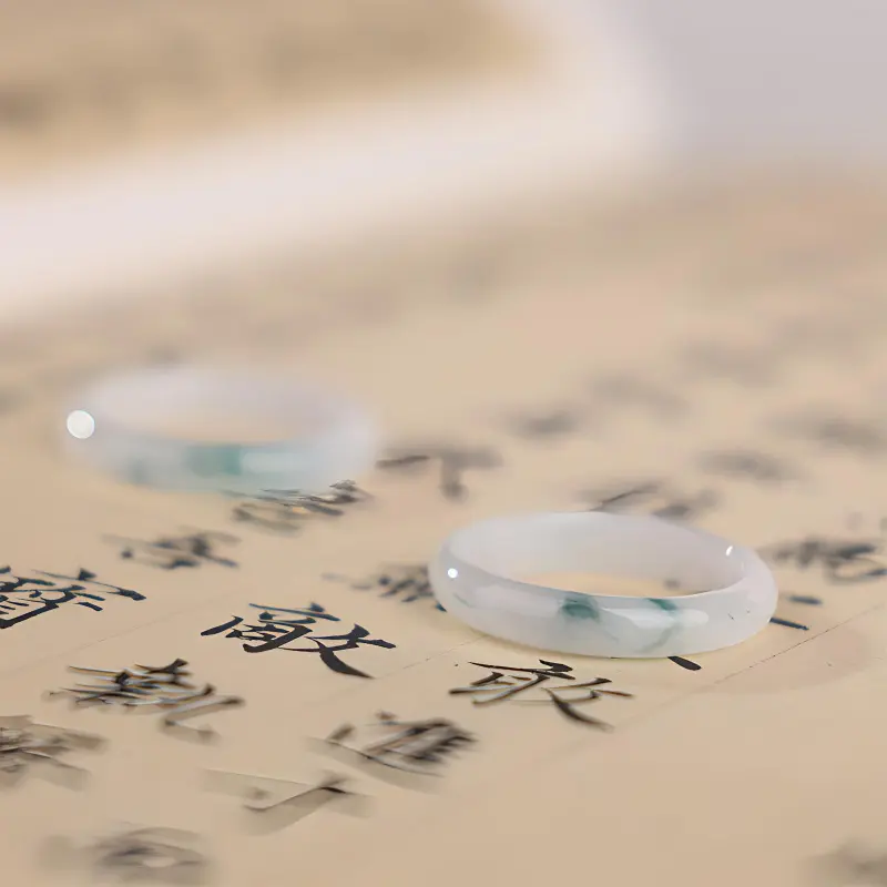 Clear Snow Glutinous Jade Jadeite Rings Unisex-3
