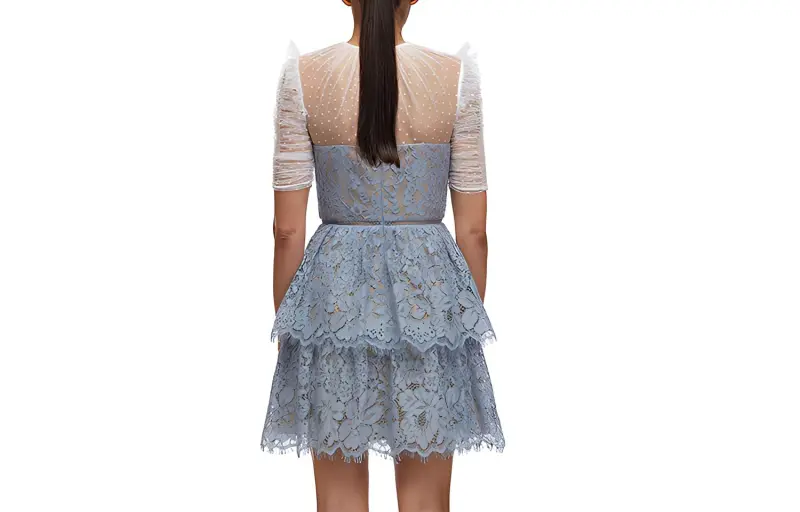 Self portrait Short Sleeved Dresses Women's Haze Blue-2