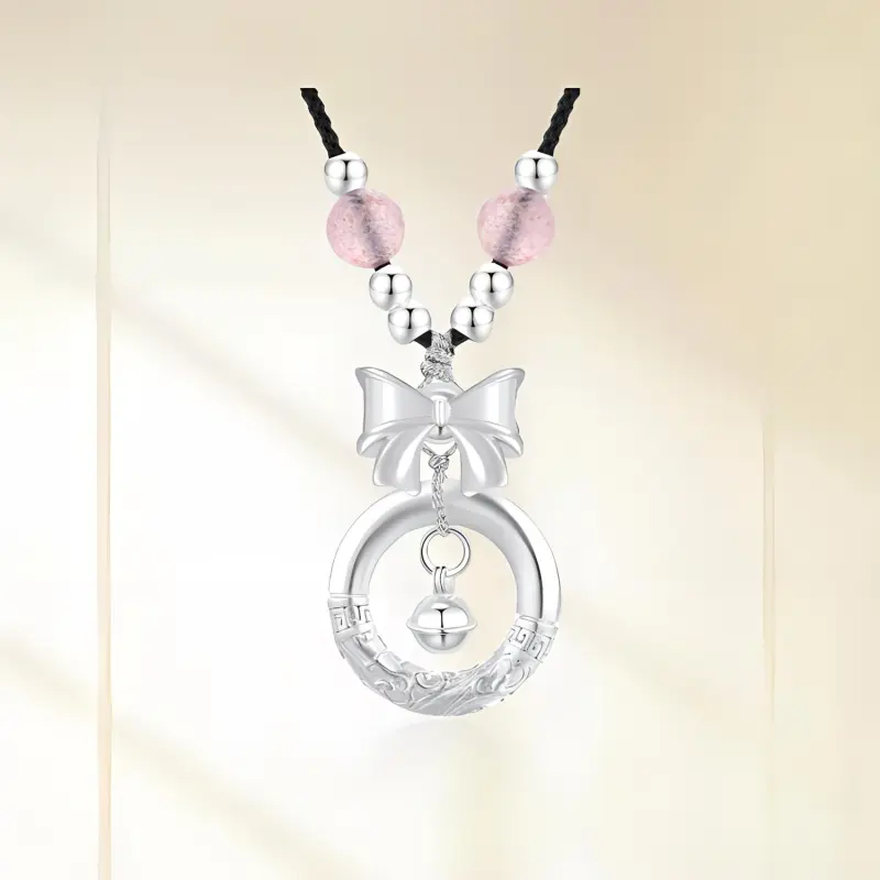 Chongqing Gold Store S999 Fine Silver Chalcedony S990 Silver Necklaces Women's-2