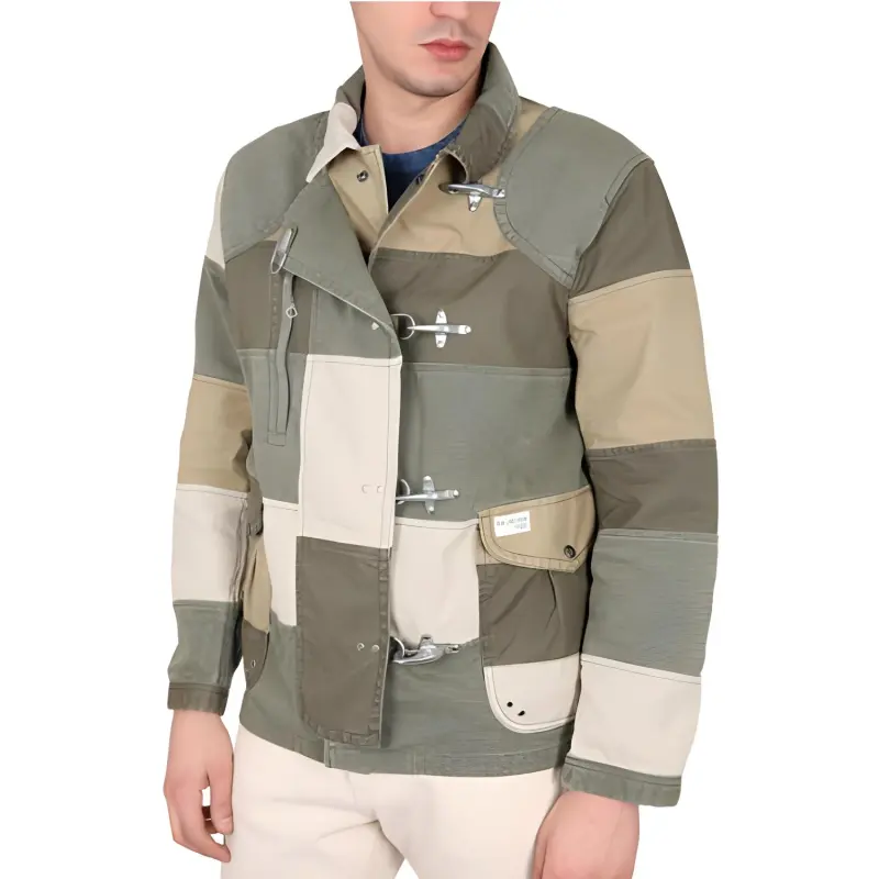 FAY Long Sleeved Patchwork Shirt Jacket-4