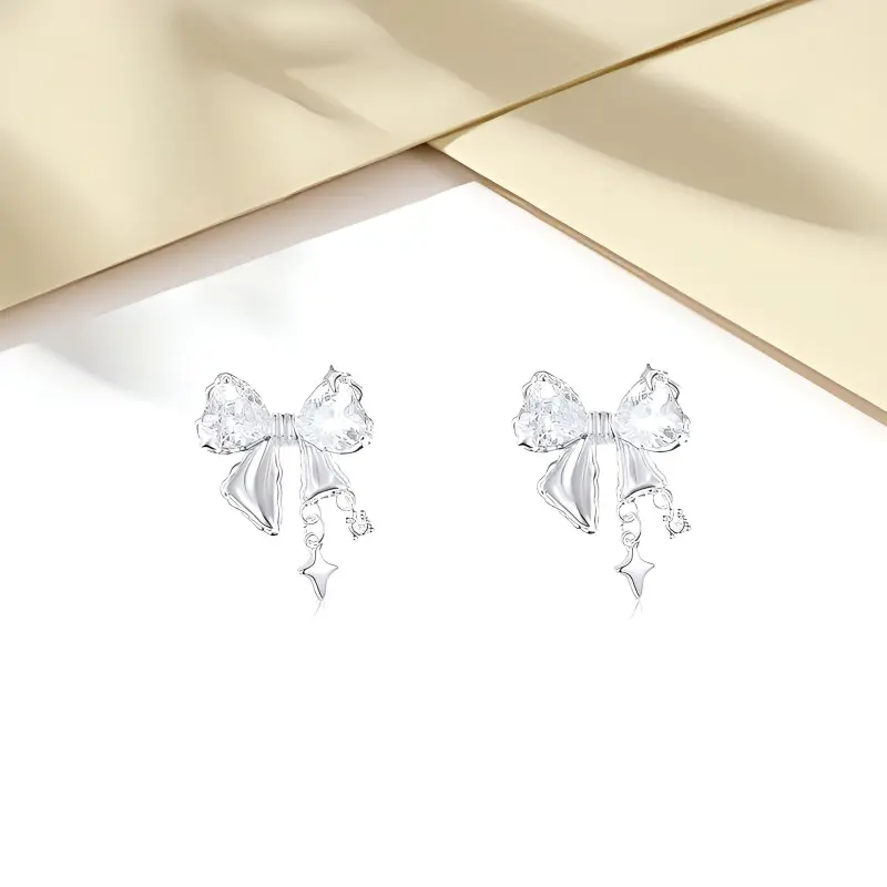 LOVE&LOVE 925 Sterling Silver Stud Earrings Women's-1