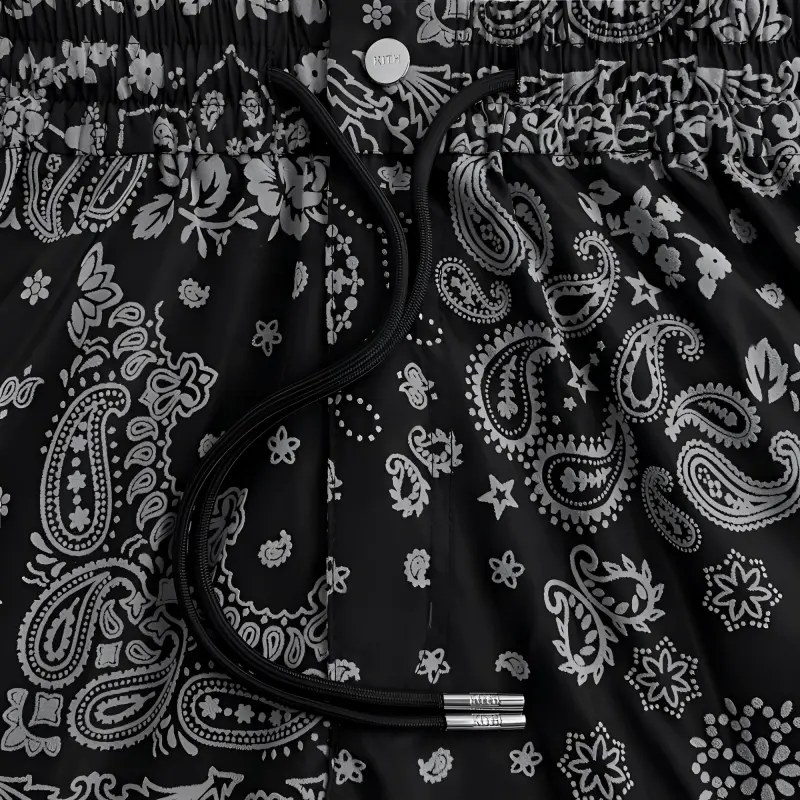 KITH FW24 Flocked Deconstructed Bandana Mercer 8 Casual Pants Men's Black-2