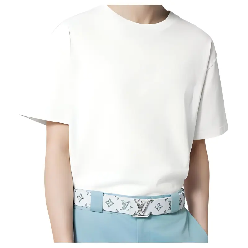 LOUIS VUITTON Leather Belts Men's White 4CM-3