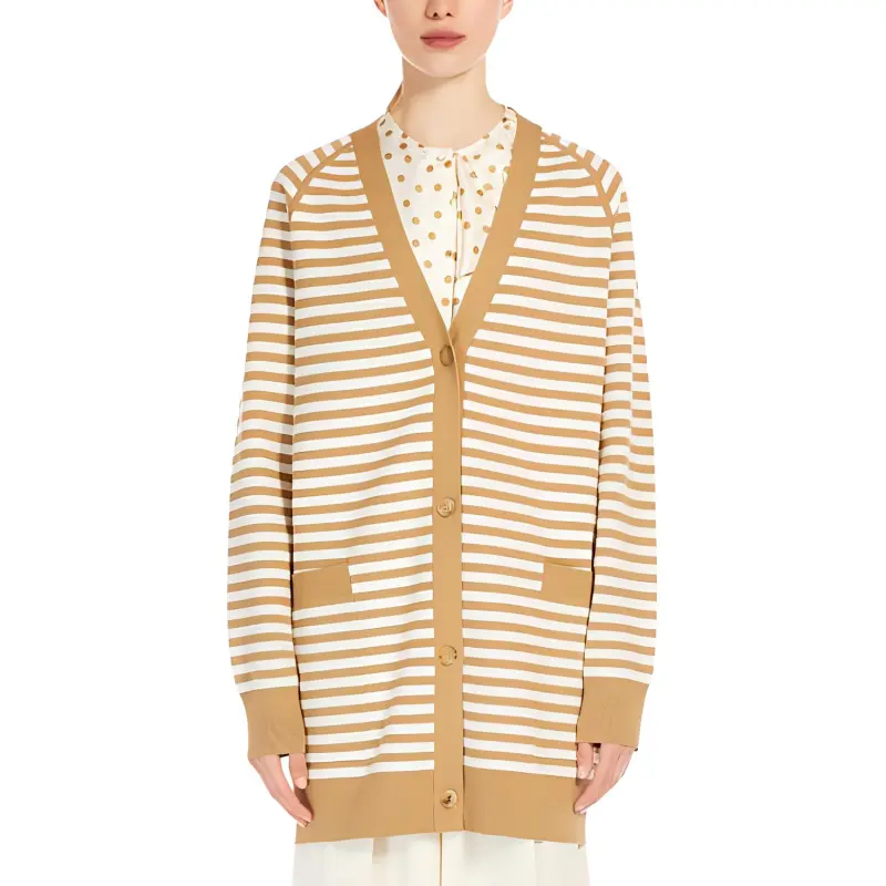 MaxMara Striped Patterned V Neck Cardigan-2