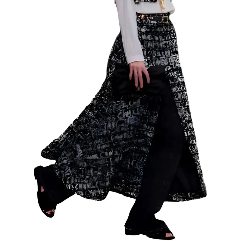 CHANEL Casual Long Skirts Women's Black-2