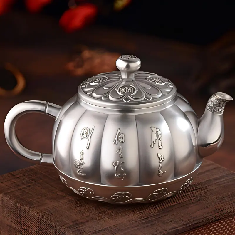QINGFU 999 Fine Silver Teapot Set Unisex-4