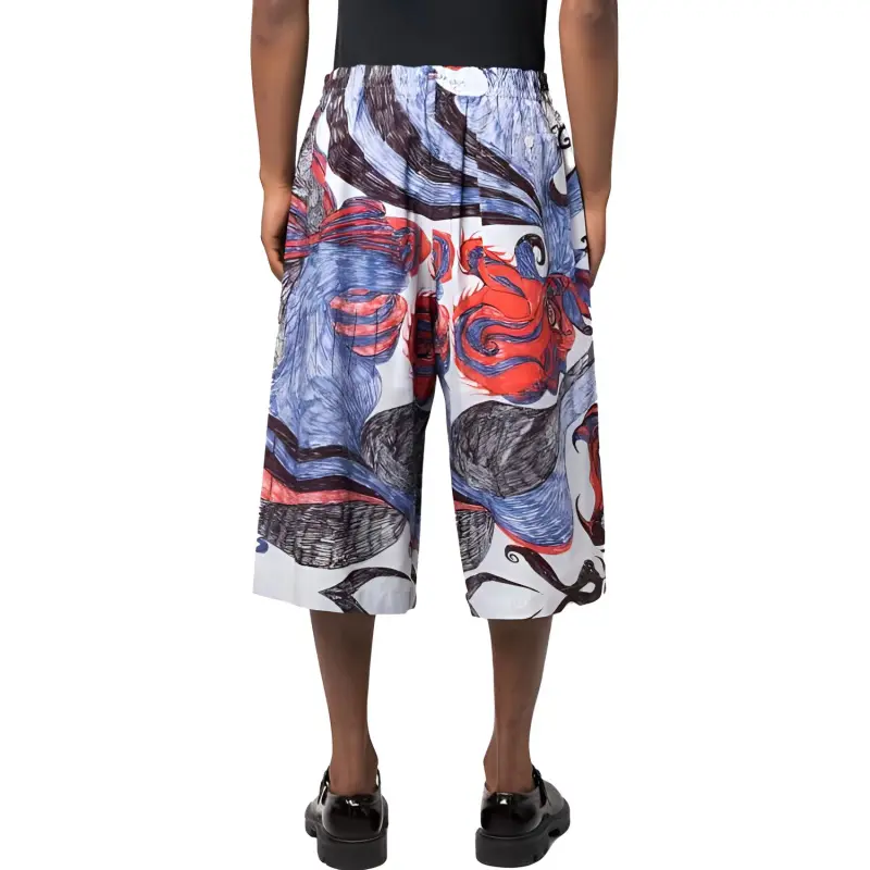 Lemaire Painterly print Cotton Bermuda Shorts-2