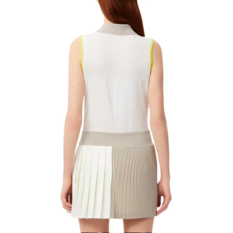 LACOSTE Polo Shirt Women's White/Gray/Yellow-2
