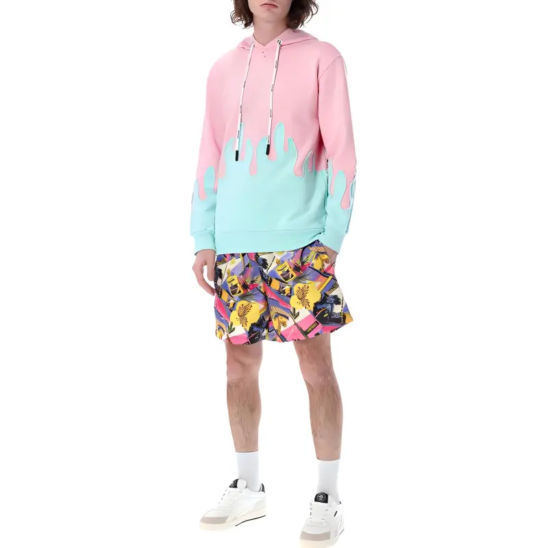 PALM ANGELS Layered Flames Drawstring Hoodie-1