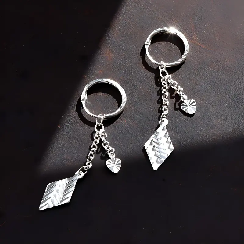 Stone Edge Poly Foot Silver 990 Sterling Silver Hoop Earrings Women's-2