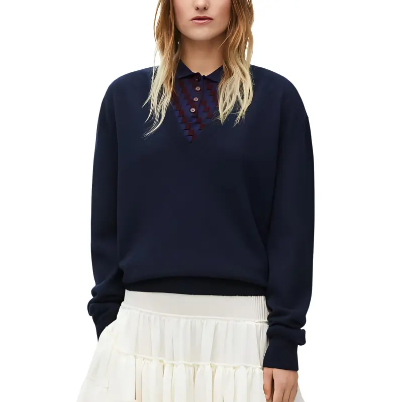 LOEWE Logo Embroidered V Neck Jumper-3