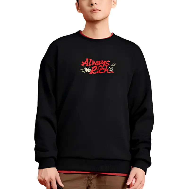 QIAODAN Get Rich Every Day Sweatshirts Men Black-2