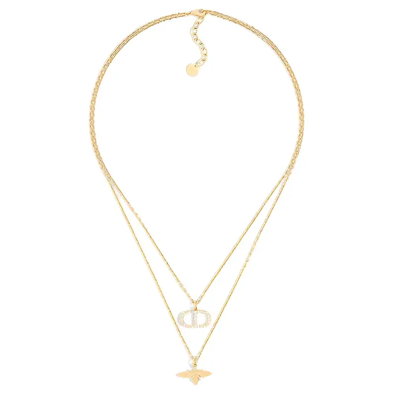 DIOR Faux Crystal Necklaces Women's Gold-1