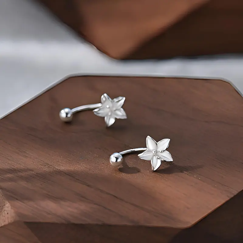 Heart Grass 999 Fine Silver Earrings Women's-2