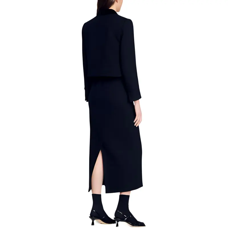 Sandro Velvet Tweed Cropped Jacket-2
