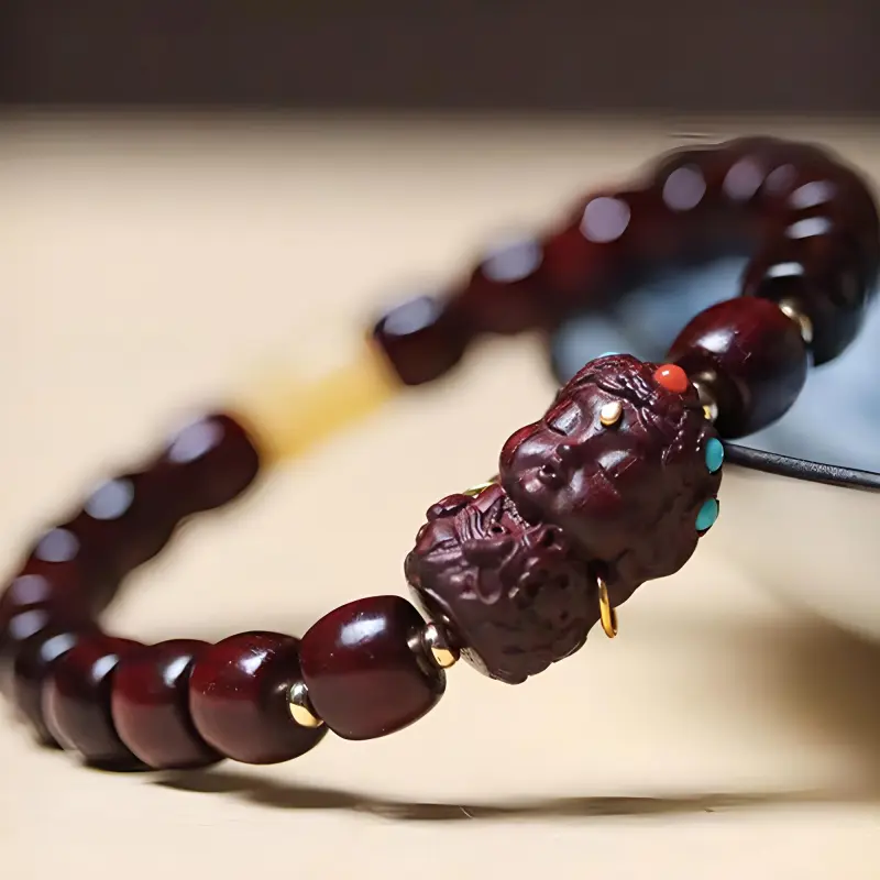Cuiya Golden Building Pterocarpus Wooden Bracelets Unisex-3
