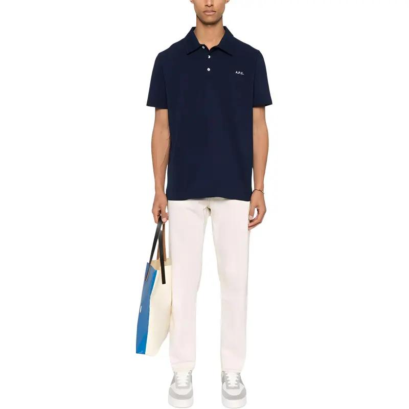 A.P.C . Logo Embroidered Short Sleeved Polo Shirt-1