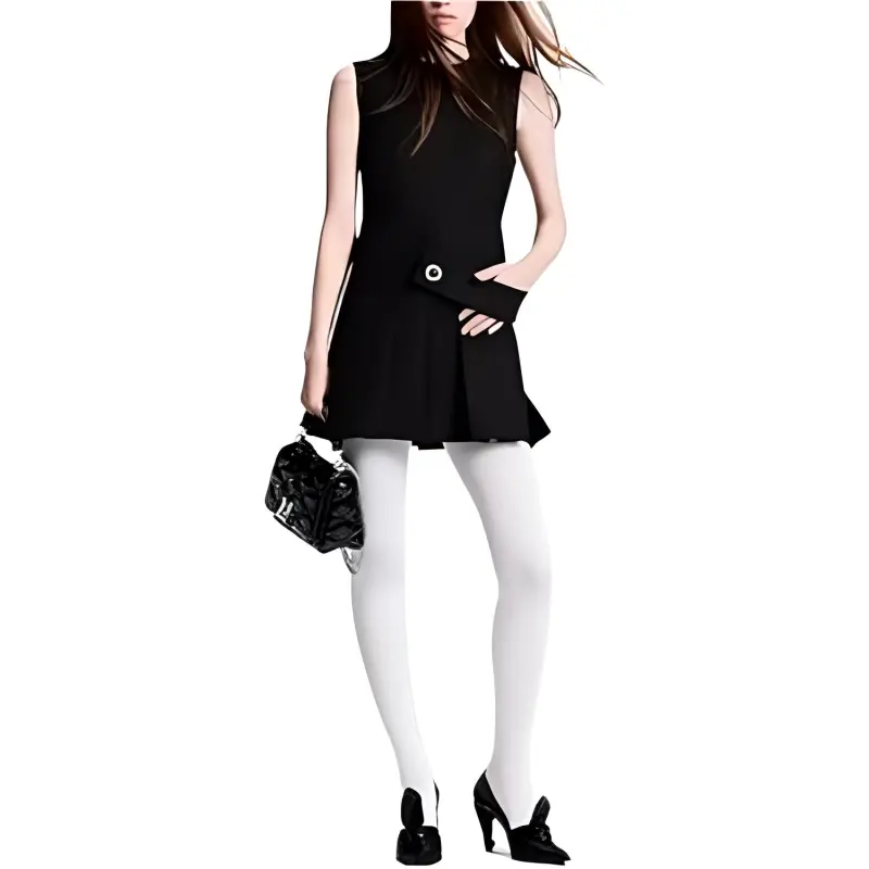 LOUIS VUITTON Wool Silk Button Tab Pleat Dress-1