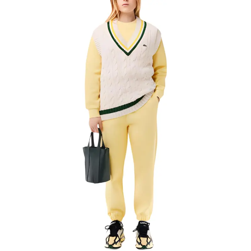 LACOSTE Knitted Sports Pants Women's Light Yellow-1