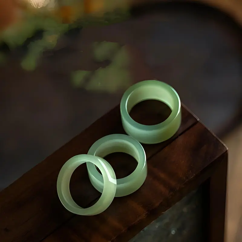 Cuizu Hetian Jade Rings Unisex Green Jade-3