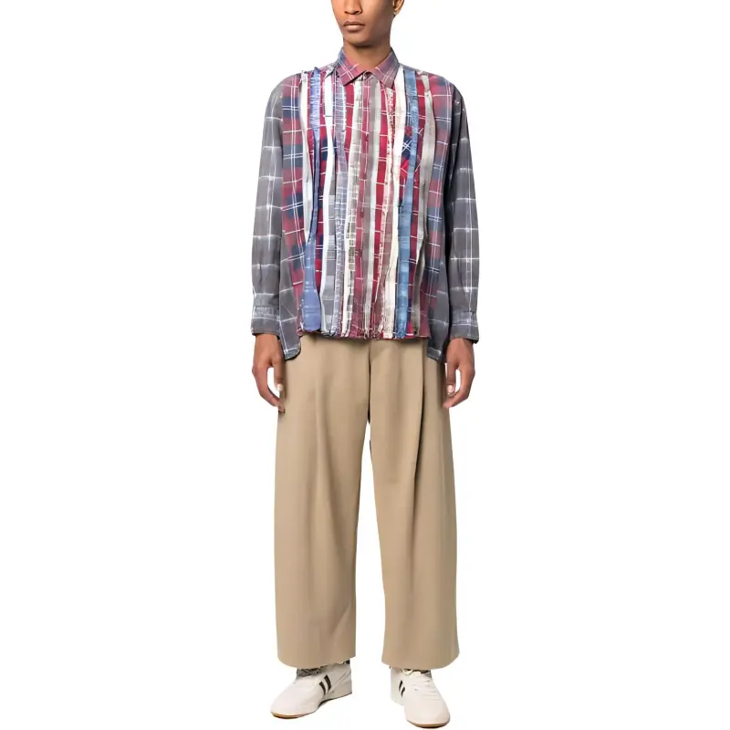 Needles Flannel Shirt Ribbon Wide Reflection Shirt-1