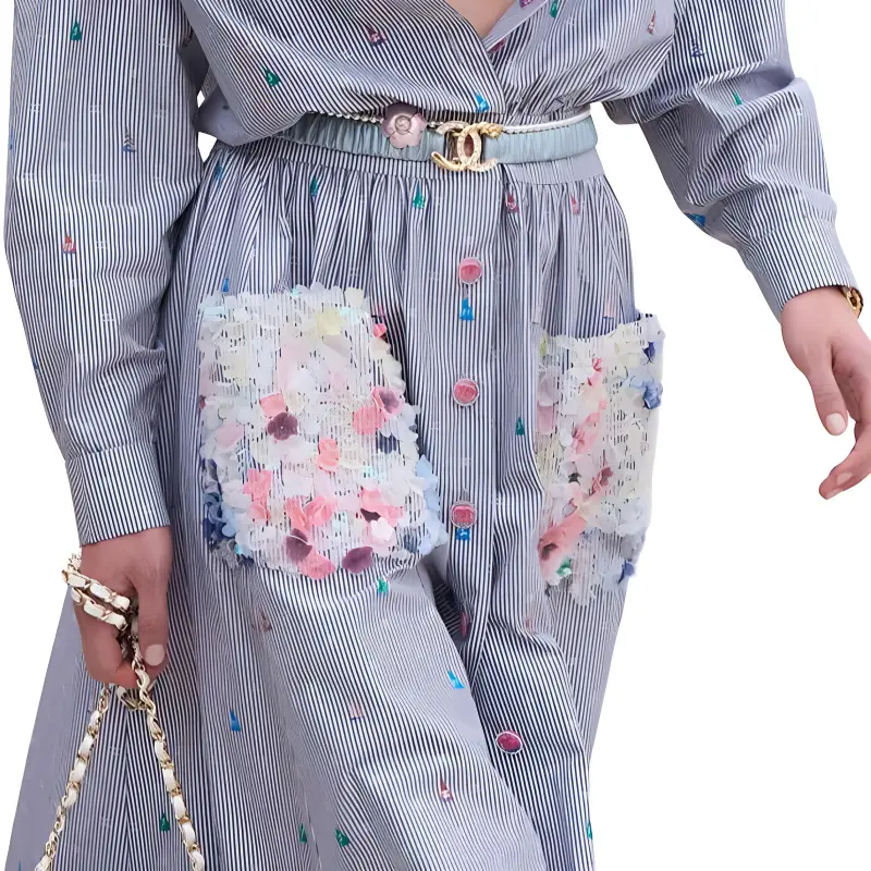 CHANEL SS23 Long-Sleeved Dresses Women's Blue-2