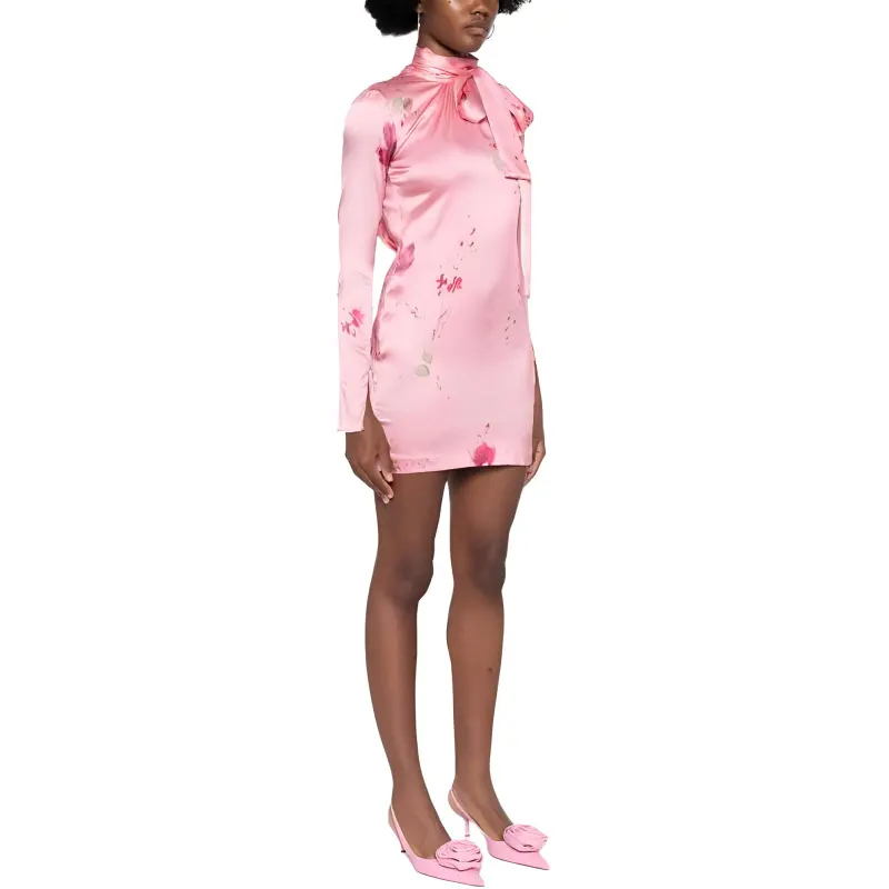 Blumarine Rose Printed Satin Mini Dress-2