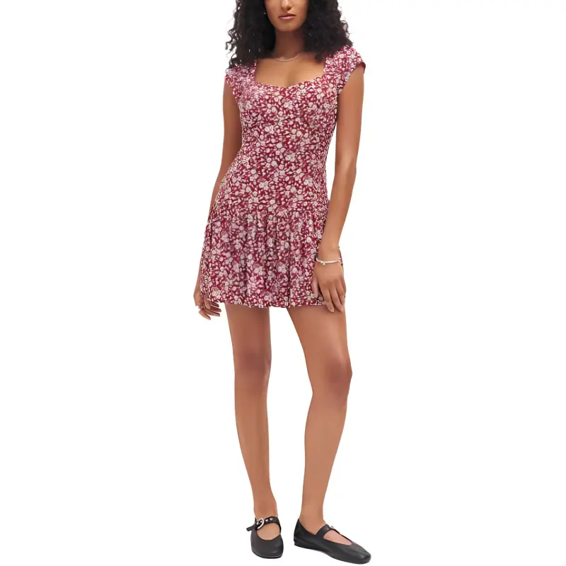 REFORMATION Short-Sleeved Dresses Women's FLOWER GIRL/Red-1