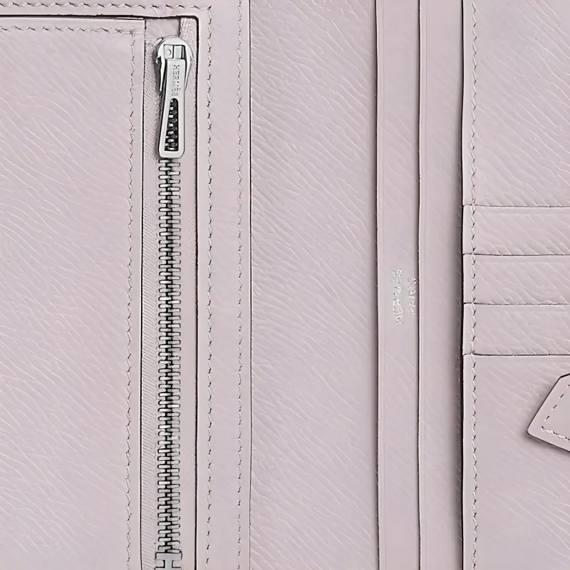 HERMES Bearn Epsom Calfskin Short Wallet Women's 09 Mauve Pale Dream Purple-2