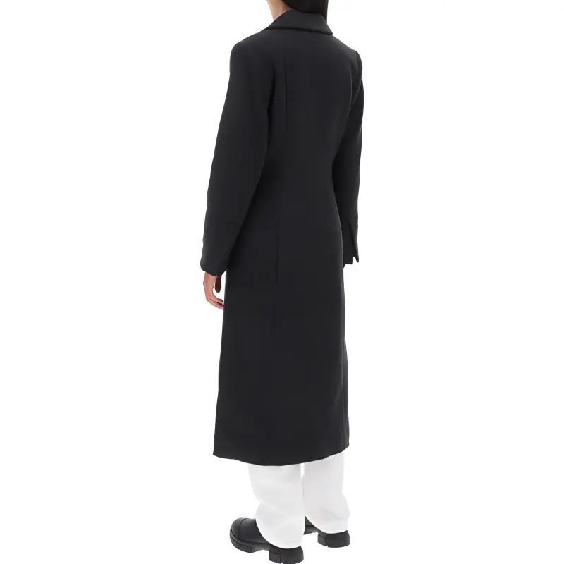 GANNI Single-breasted Wool Blend Midi Coat-3