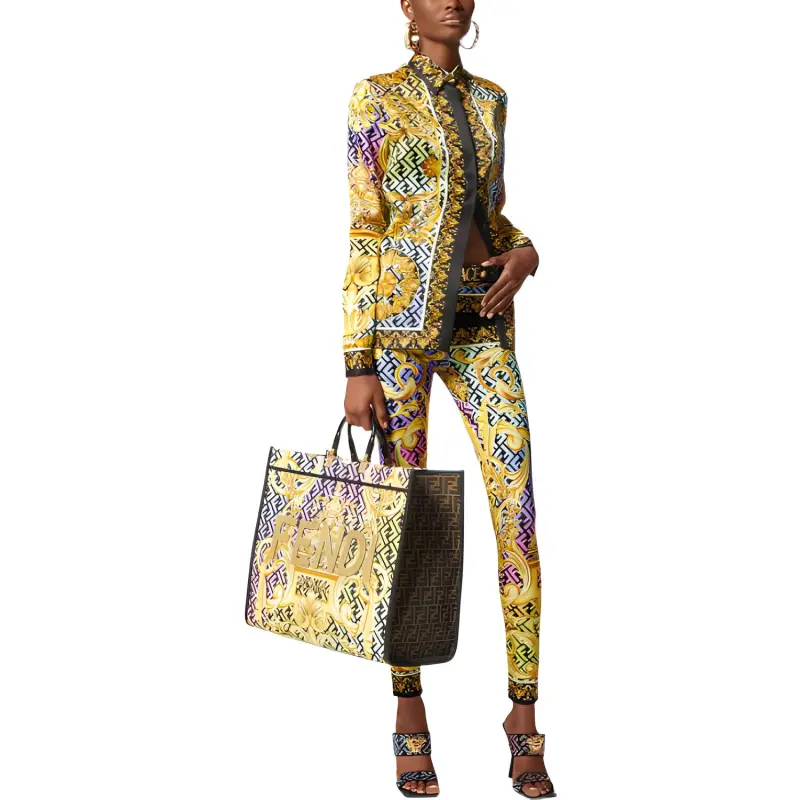 VERSACE Fendace Baroque Leggings Gold/Multi-1