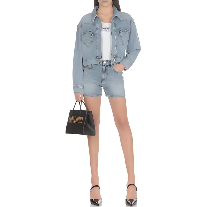 MOSCHINO Jeans Button-Up Cropped Denim Jacket-1