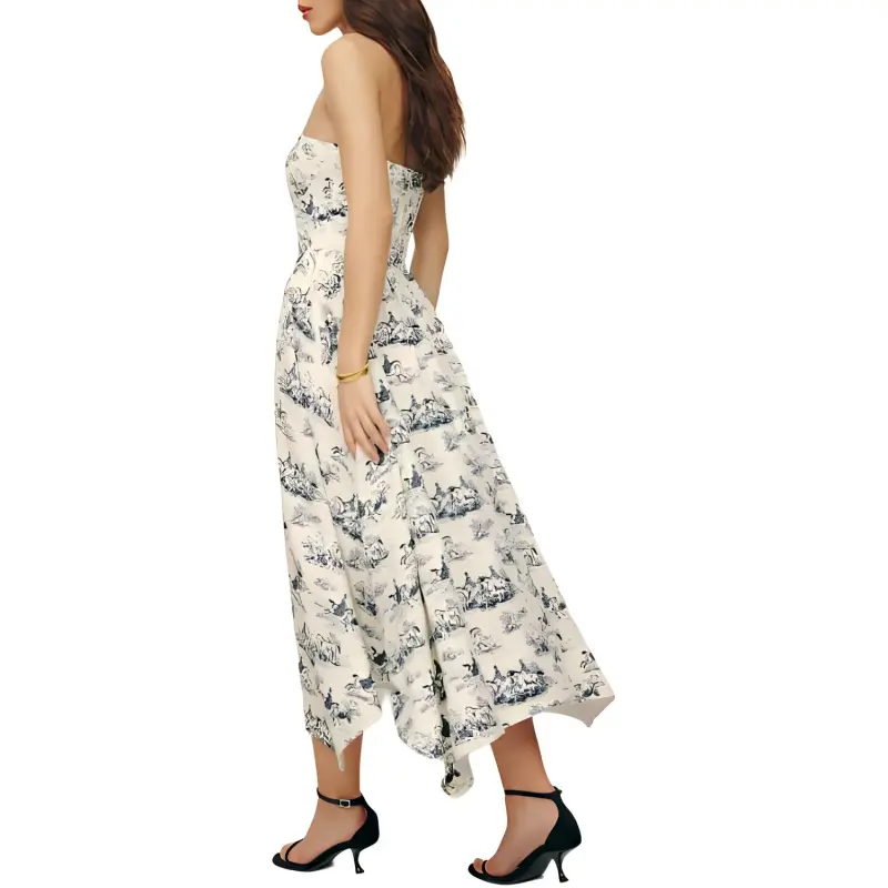 REFORMATION Grazi Linen Dress Sleeveless Dress Women's Printed Fabric-2