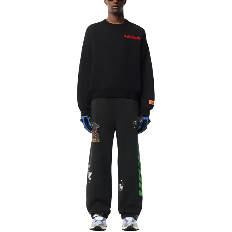 HERON PRESTON Paint-splatter Cotton Track Trousers-2