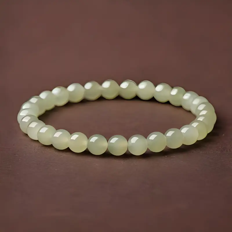Cuizu Hetian Jade Bracelets Unisex Pale Greenish White Jade-1