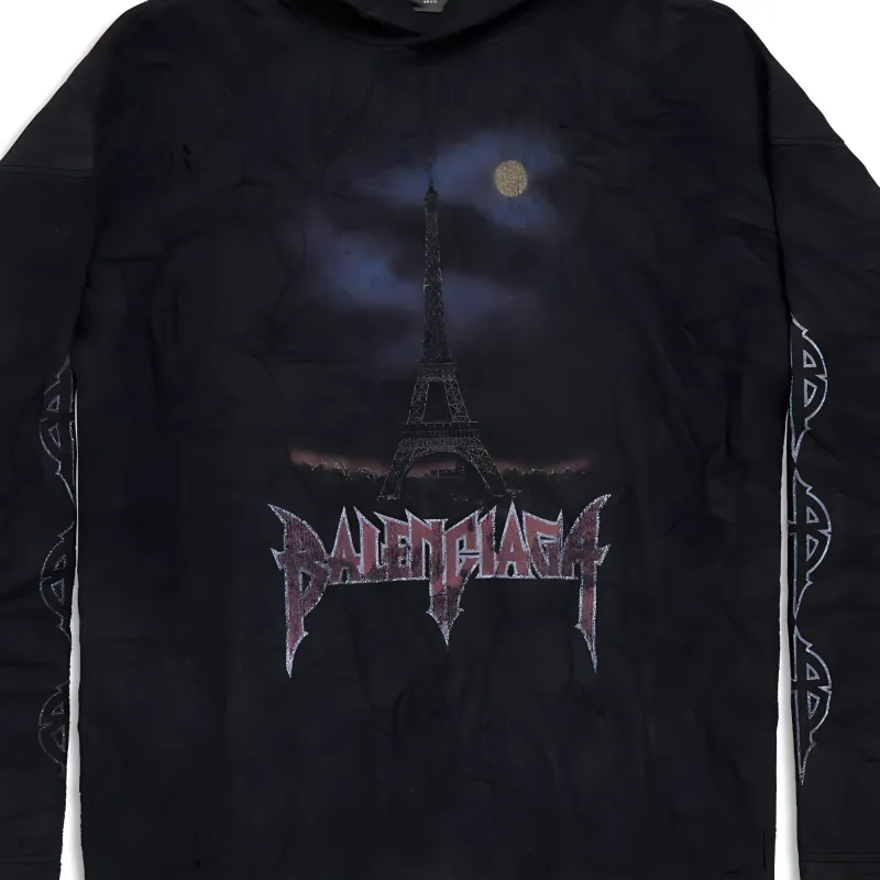 Balenciaga Paris Moon Crinkled Hoodie Large Fit-2