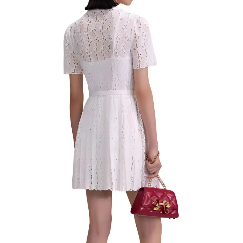 Self portrait Short Sleeved Dresses Women's Pure White-1