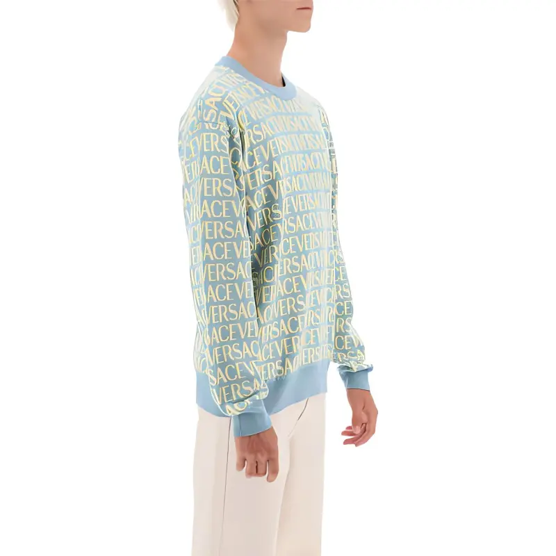 VERSACE All Over Logo Embroidered Crewneck Sweatshirt-3
