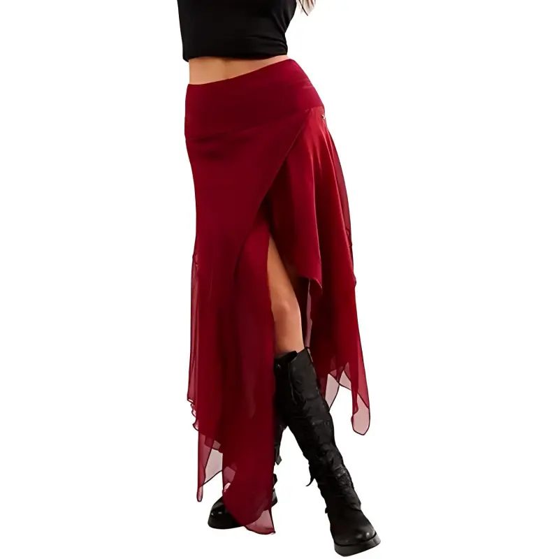 DIESEL Casual Long Skirt Women's Red-4