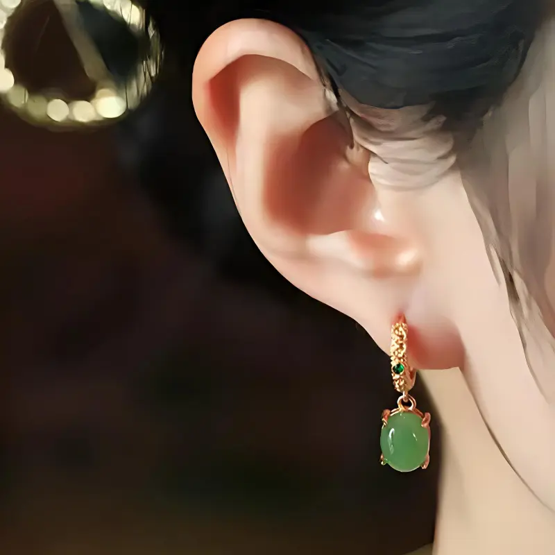 HENGTAIZHUBAO 925 Sterling Silver Earrings Women's Jasper-2