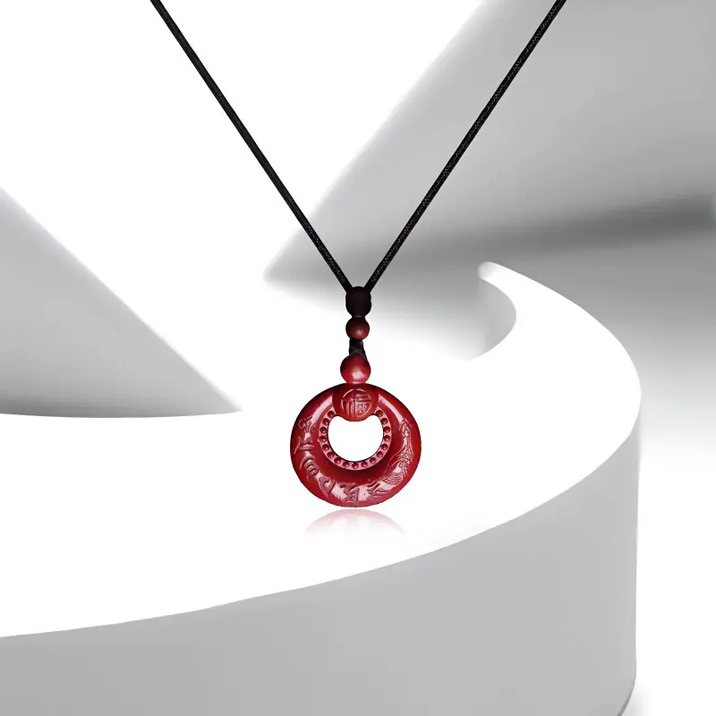CANHUI Cinnabar Gourd Peace Buckle Necklace Women's-1