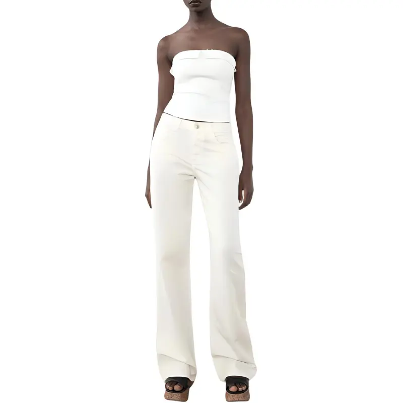 ZARA Strapless Top Women's Raw White-2
