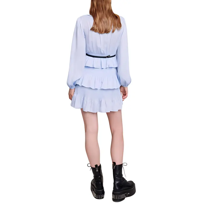 Maje Long Sleeved Dress Women's Light Blue-2