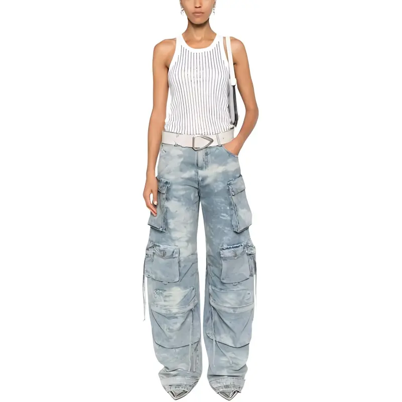The Attico Fern Cargo Washed Denim Jeans-1