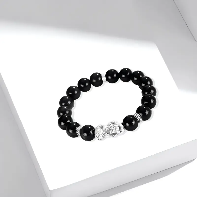 Muyan Agate Chinese Auspicious Animal Beaded Bracelet Unisex-1