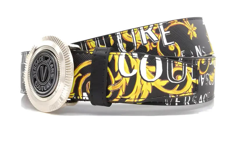 VERSACE Multicolor Print Smooth Buckle Leather Belts Men's Multicolor Width: 3.5cm-1