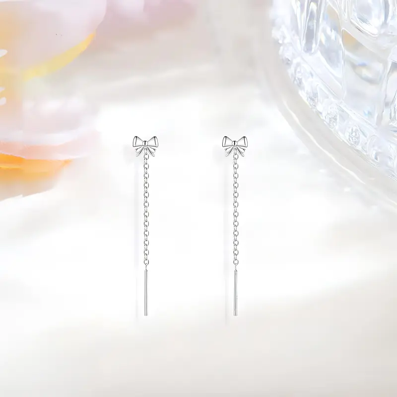 LUYUO S999 Fine Silver Drop Earrings Women's-3