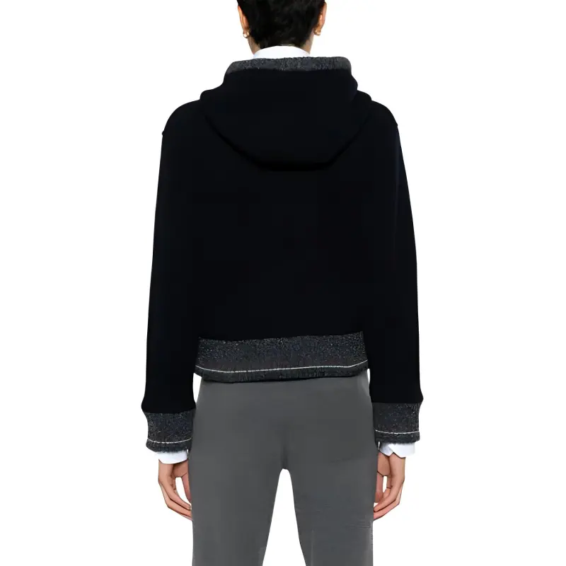 THOM BROWNE Fleece Drawstring Zipped Cardigan-3